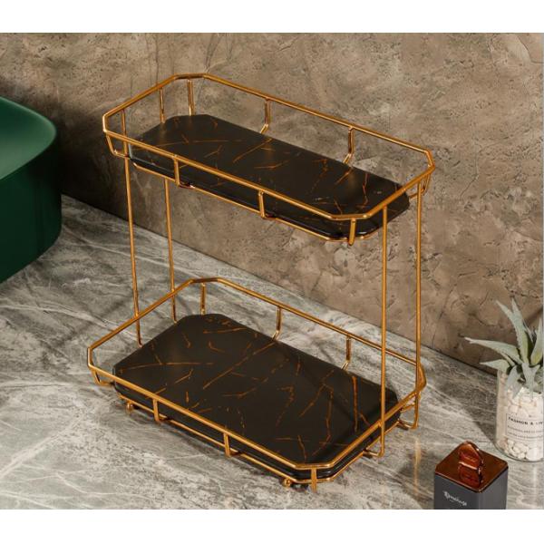 Waterproof Metal H30CM 2 Tier Bathroom Counter Shelf