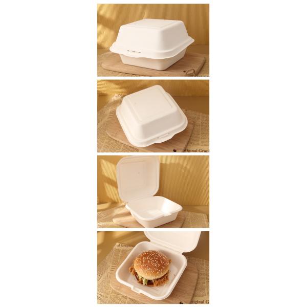Virgin 21g Disposable Hamburger Clamshell Box Sugarcane Bagasse Takeaway Boxes