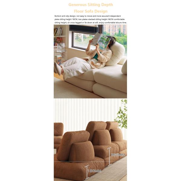 Reclining Convertible Sectional Couch Bed Sofa Tatami With Velvet Fabric