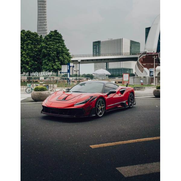 Blue F8 Ferrari Body Kit F8 MSY Style Front Bumper Lip Body Kit Spoiler Side Skirts