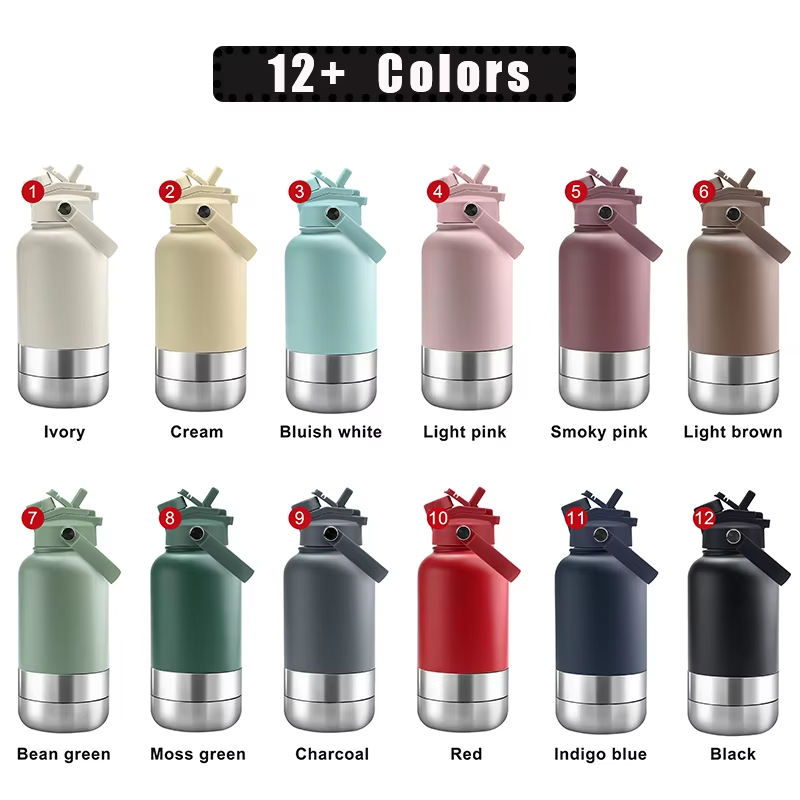 3-in-1 Insulated Pet Water Bottle – Portable Dog Travel Water Bottle with Detachable Food & Water Bowls