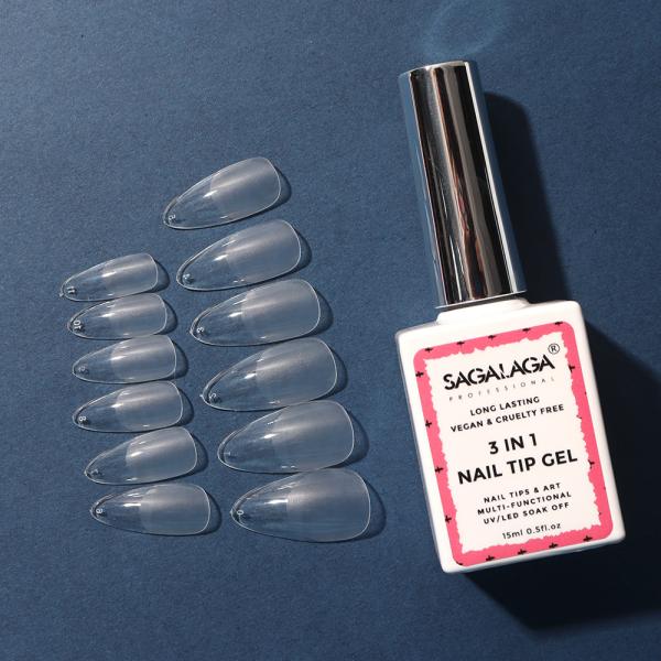 Almond Clear Nail Extension Tips 500pcs White Box Soft Gel Tips Customized Label for Press on Nail at within Finger