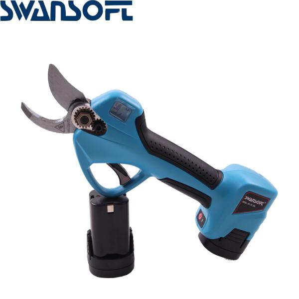 Swansoft LED Display 2.5CM Li-ion battery powered orchard scissors pruner with 2 batteries
