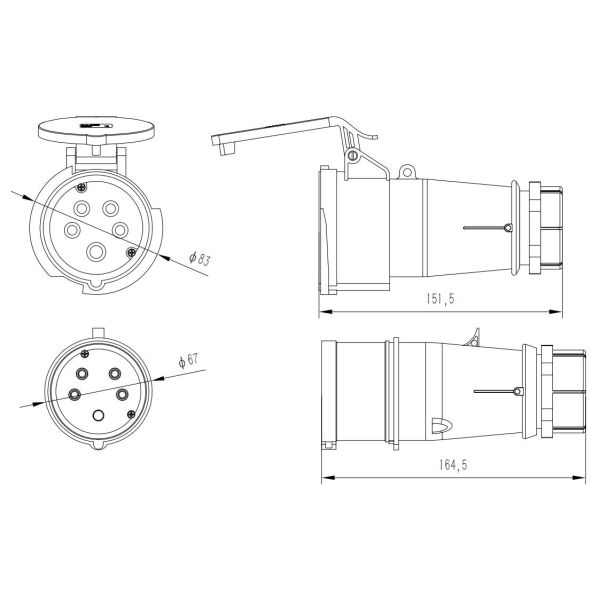 IP44 Industrial 5Pin 32A prise rouge mâle prise féminine coupleur IP44 prise industrielle 5P 220-380V prise femelle prise mâle