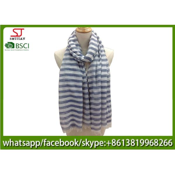 China factory supply stripe lightweight yarn dyed fabric spring summer scarf 80*190cm100% Polyester keep fashion chiffon