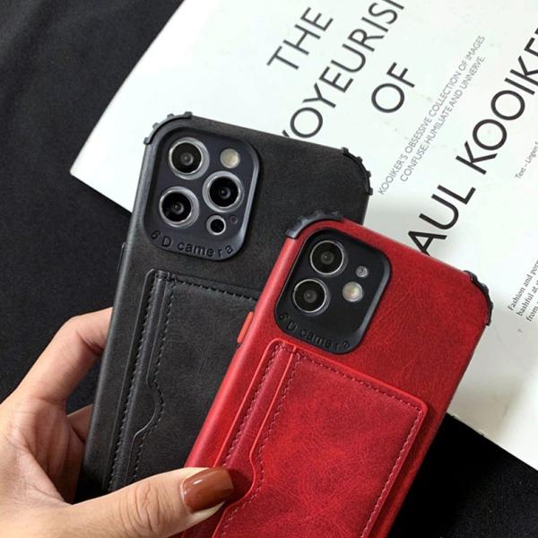 Shockproof Card Pocket Phone Case Vintage PU Leather KickStand Toughed Corners