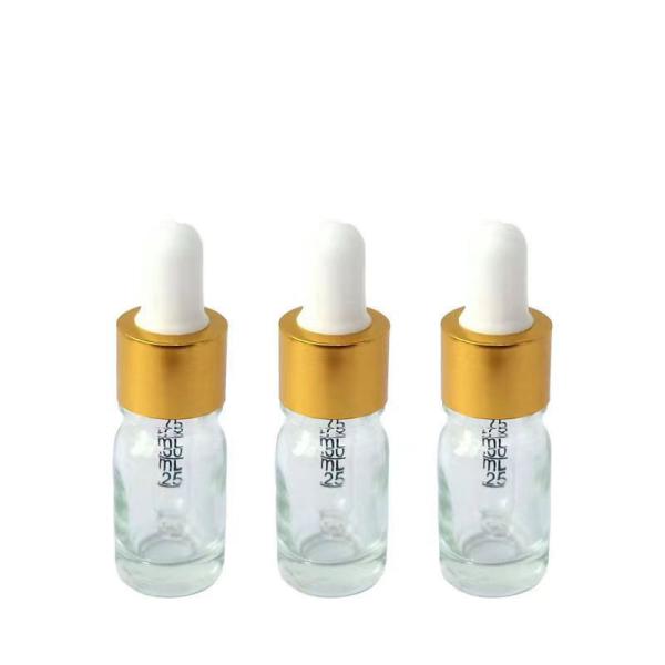 Bouteille d' huile essentielle en verre transparent de 5 ml avec gouttelier en aluminium