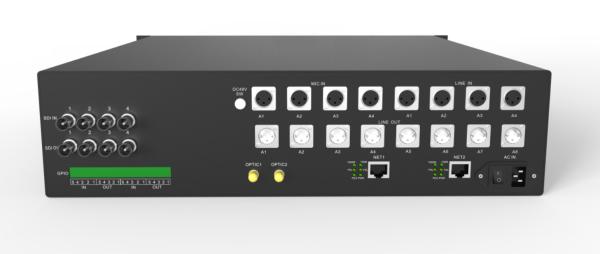Bidirectional 3G-SDI Fiber Extender with phantom mic and line audio/GPIO/Gigabit
