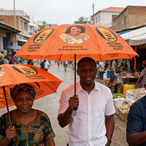 3 Fold Compact Election Season Campaign Umbrella Full Steel Frame Waterproof Polyester