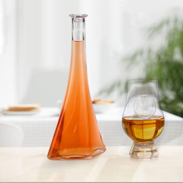 50cl OEM/ODM Super Flint Jersey Clear Glass Liquor Bottle with Cork and Screw Cap