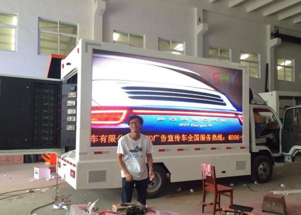 Advertising Truck Mounted LED Screen , Three Sided Roll LED Billboard Truck