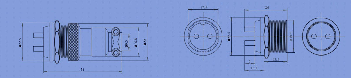 Соединитель соединителя сплава Gx20 цинка задний устанавливая для промышленного пульта управления M19