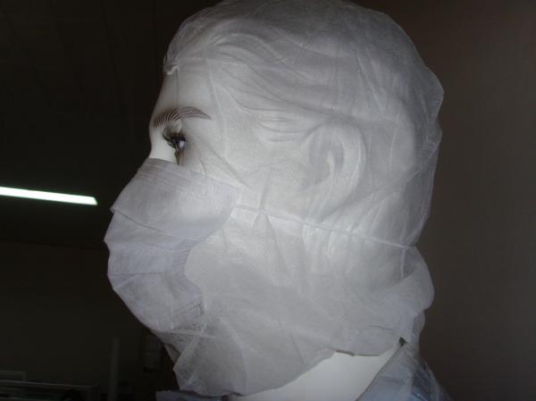 White Disposable Balaclava Hood / Medical Head Cover With Face Mask Bottom Open