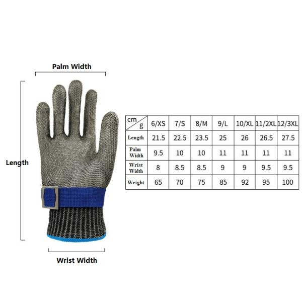 SS316 Wire  Class 5 Cut Resistant Protective Work Gloves Polyethylene Fibers
