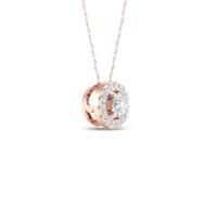 Colar imperial do pendente de 1/6Ct TDW CZ 10k Rose Gold Round Diamond Halo