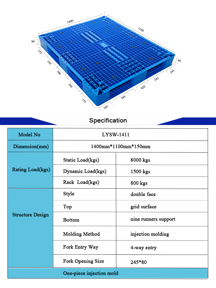 паллета скида 1400*1100mm паллеты HDPE Plastik пластикового сверхмощные