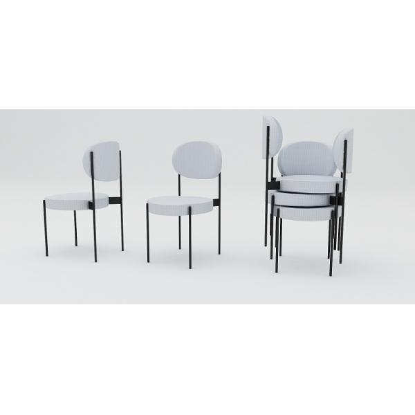 Elegant Iron Metal Base Baby Pink Fabric Dining Chair for Home Restaurant Hotel