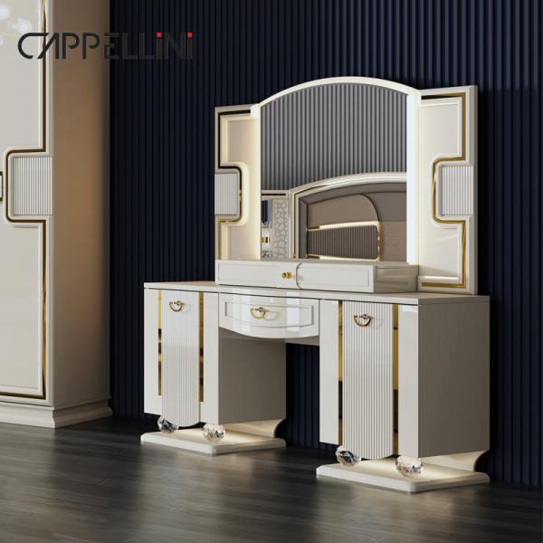 Wholesale Price King Size Double Leather Bed Suite Master Room Home White Full Wooden Mdf Luxury Bedroom Furniture Set