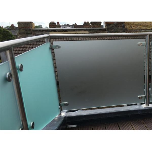 Exterior Frosted Stainless Steel Glass Railing With Square Post , Strong Sense Of Security