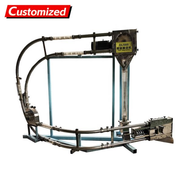 Customized stainless steel tube chain conveyors are suitable for grain, fertilizer, and feed transportation in space-saving applications.