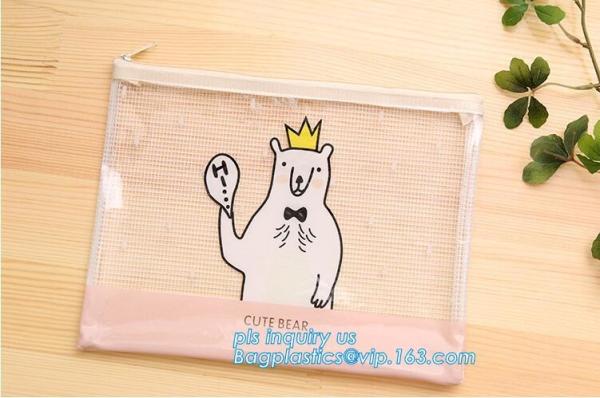 Customize Mesh PVC Pencil Bag A4 Travel Passport Pouch, Plastic k document file bag