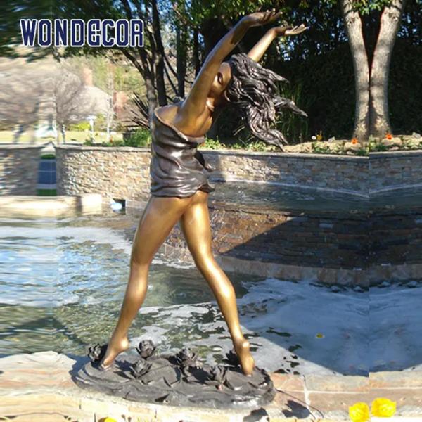 Подгонянное украшение сада, в натуральную величину бронзовая статуя танца женщины
