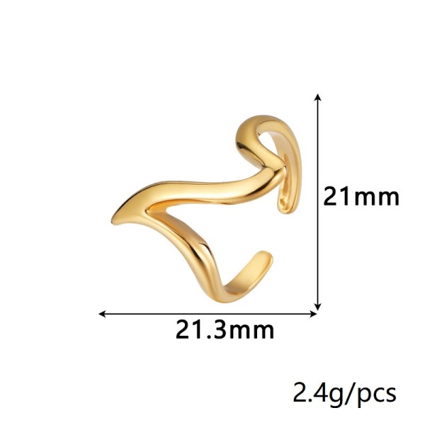 Fashion New 18K Gold Plated Stainless Steel Open Ring With Adjustable Size and a High End Irregular Jewelry Rings