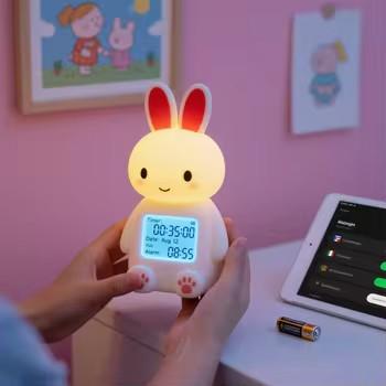 Silicone Rabbit Night Light, Soft Glow, Sleep Training, Support 9 Languages