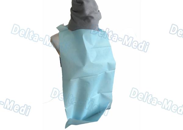 Blue White Disposable Patient Dental Bib With Tie Pocket