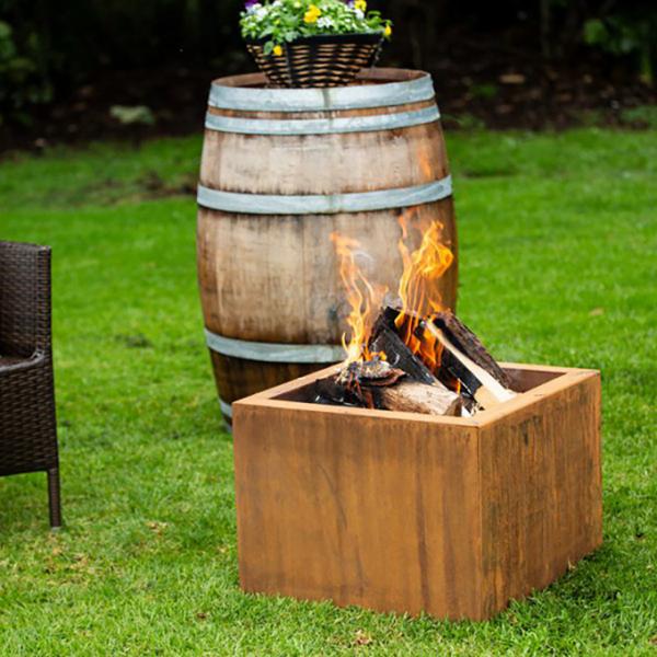 Outdoor Wood Burning Square Metal Fire Pit 600 X 600 X H500mm