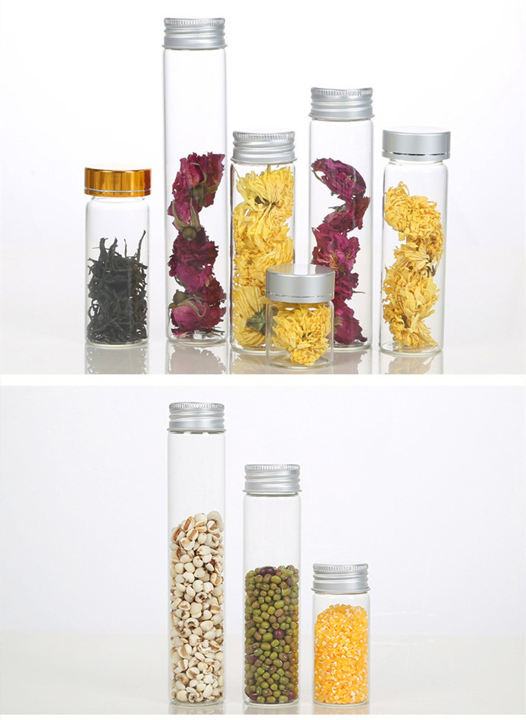 30mm Flat Bottom Borosilicate Glass test Tubes Sample Bottle with Aluminum Screw Cap
