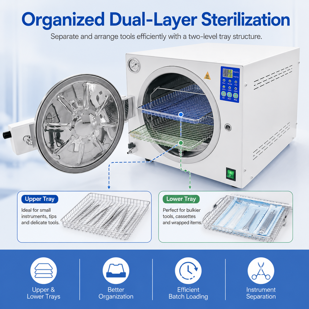 Steam Autoclave Sterilizer 18L 23L Digital Control 121°C 134°C for Dental Clinic Laboratory Instrument Sterilization OEM