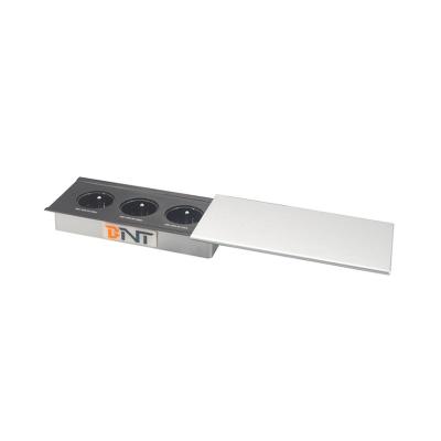 Multi power aluminum alloy built into office desk mount socket with sliding cover