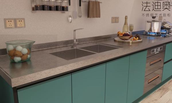 Armário de cozinha de linha única verde pinheiro Uma mistura perfeita de design minimalista e funcionalidade moderna