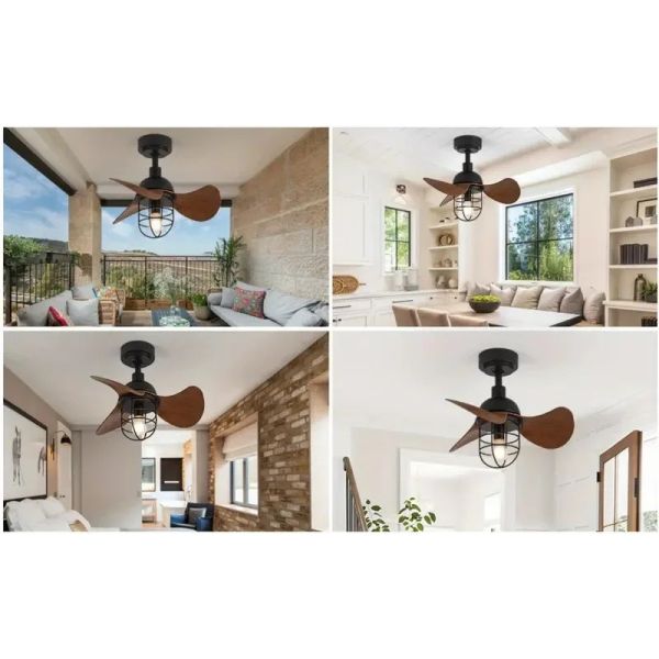 Low Floor Energy-saving Light With Fan Industrial Wood LED Ceiling Fan Light With Remote Control (WH-VLL-38)