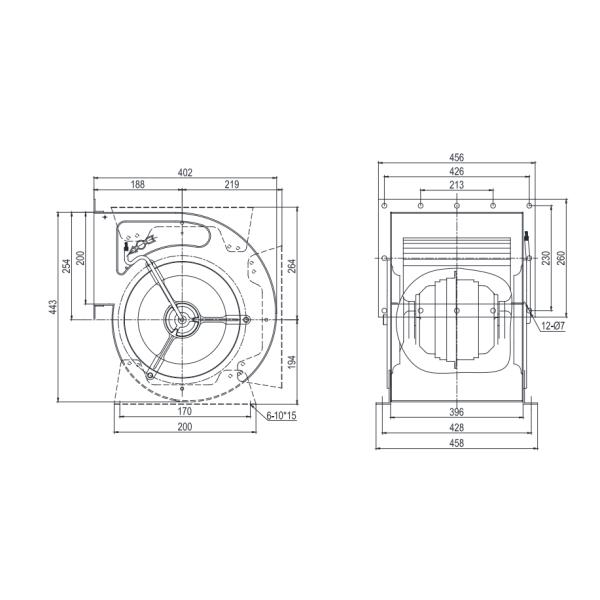 Motor externo do rotor 4 da lâmina centrífuga trifásica do fã 280mm da entrada dupla de Polo