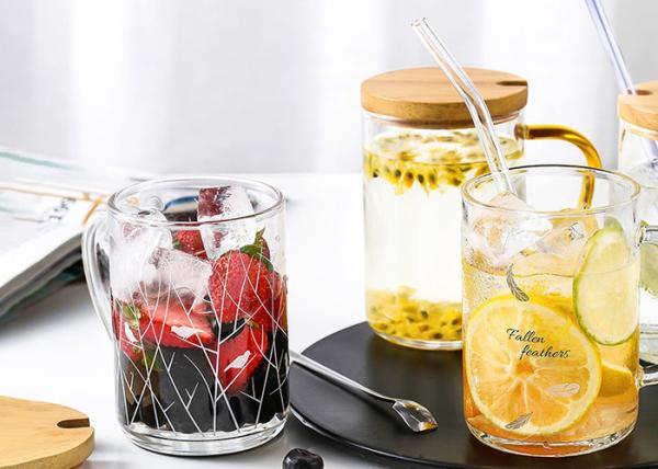 Canecas de café de vidro personalizadas com vidro resistente ao calor da tampa de madeira