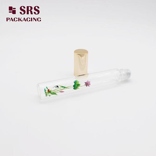 SRS cosmetic clear color roll on 10ml perfume oil glass bottle