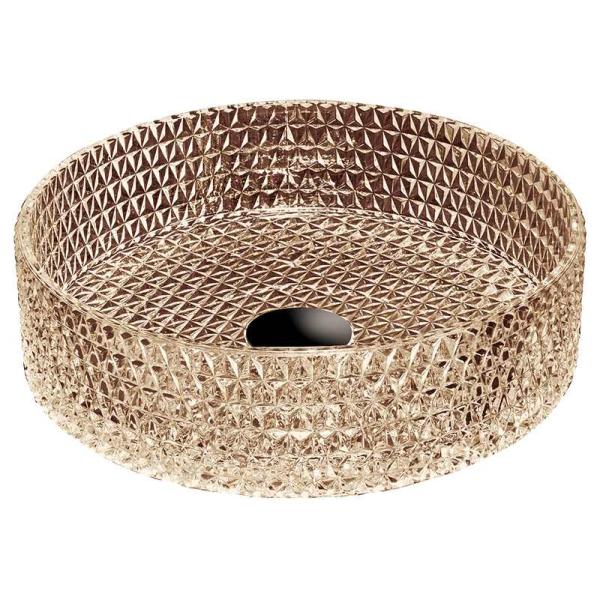 Diamond Vanity Counter Wash Basin Tea Color Freestanding Bathroom Sink Bowl