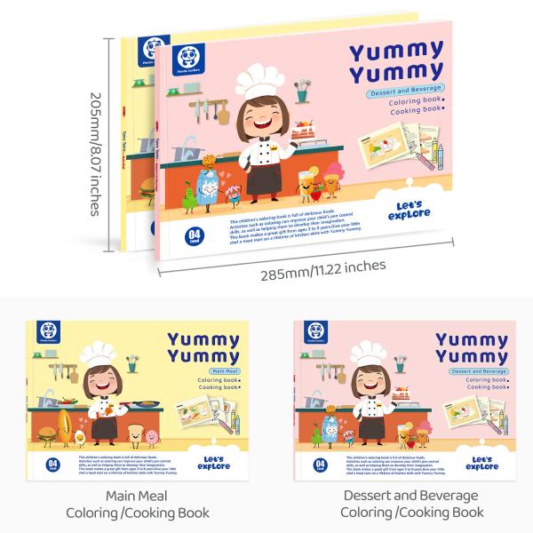 Livro de menu de culinária infantil Livro de colorir infantil para aprender a cozinhar