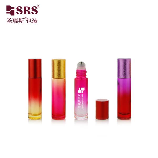 BLPM-10ml 100% No Leakage Thick Wall Mould Dark Blue Glass Roller Bottle With Gemstone Ball For Serum Cosmetic Packaging