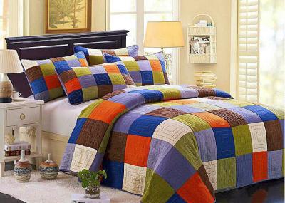 Hand Sewing Colorful Patchwork Twin Size Bed Sets 4 Pcs Machine Wash