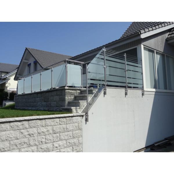 Reliable Stainless Steel Balustrade Systems , Side Mounted Glass Stair Railing