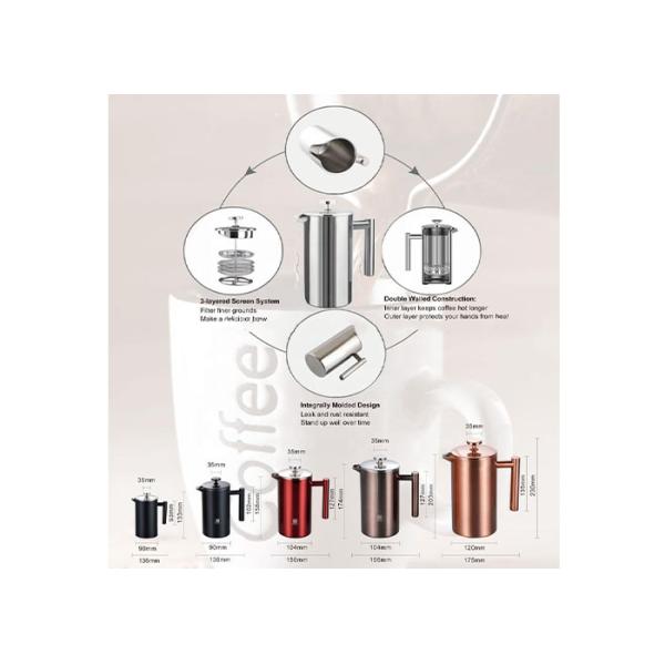 Insulated Cafetiere Metal French Press / 17 Oz French Press