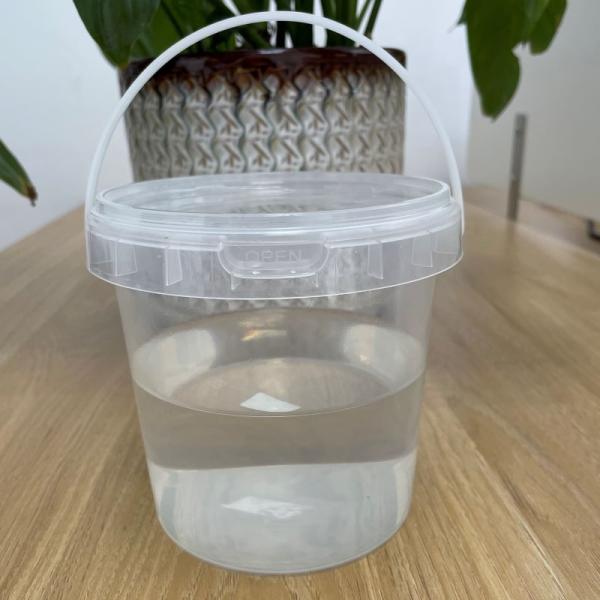 Food Grade Plastic Barrels Container 1L 2L 5L Round Clear Plastic Bucket for Cream Milk