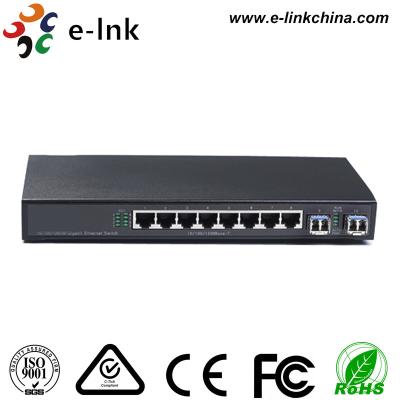 8 o interruptor da fibra ótica da conexão do anel do porto 10/100/1000M, ethernet industriais comuta com porto de 2 SFP