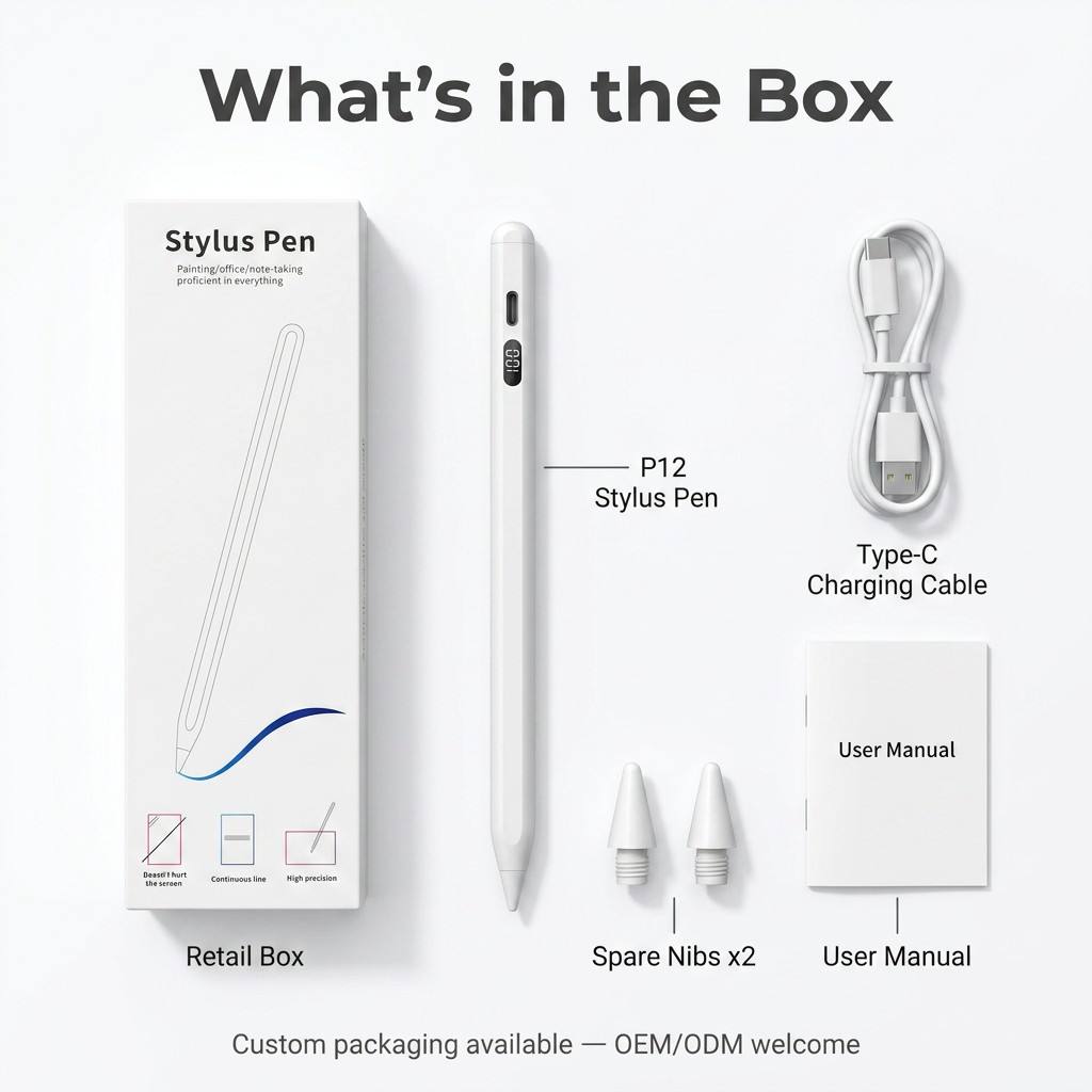 iPad Stylus Pen LED Digital Battery Display Type-C Fast Charge Active Pencil Palm Rejection Tilt 8 Colors OEM Wholesale