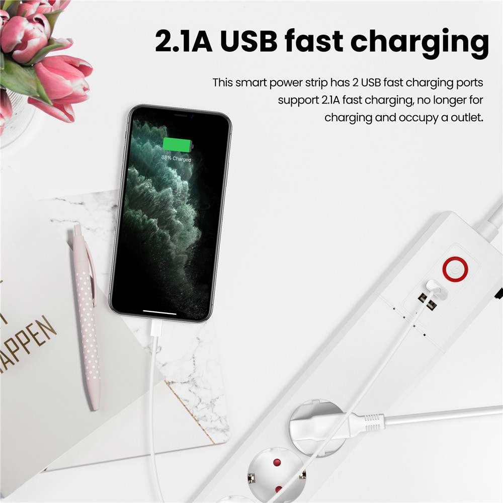 Прокладка силы прокладки 2kw 16A Smartlife силы Usb выхода Eu 4 умная