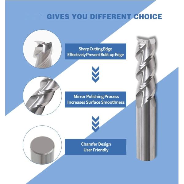 10% скидка 45HRC 55HRC Полированный 3 флейты Алюминиевый конечный Mill Cutter для карбидной Острие машины