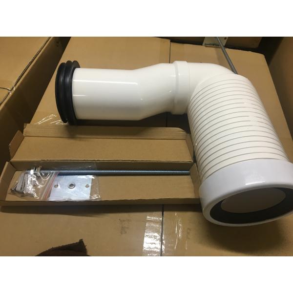 Bent White PVC Toilet Drain Pipe Connector With Screw / Nut / Iron Plate